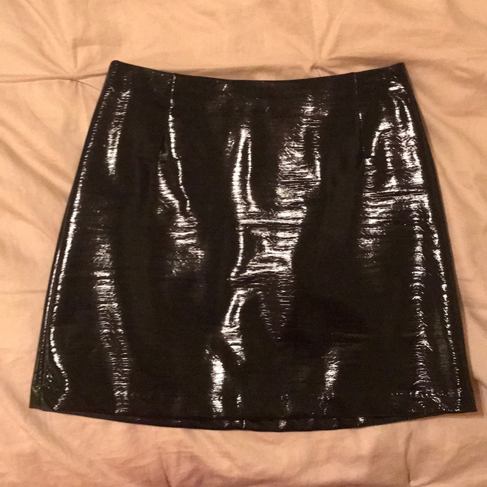 H&M Black Faux Patent Leather Skirt
